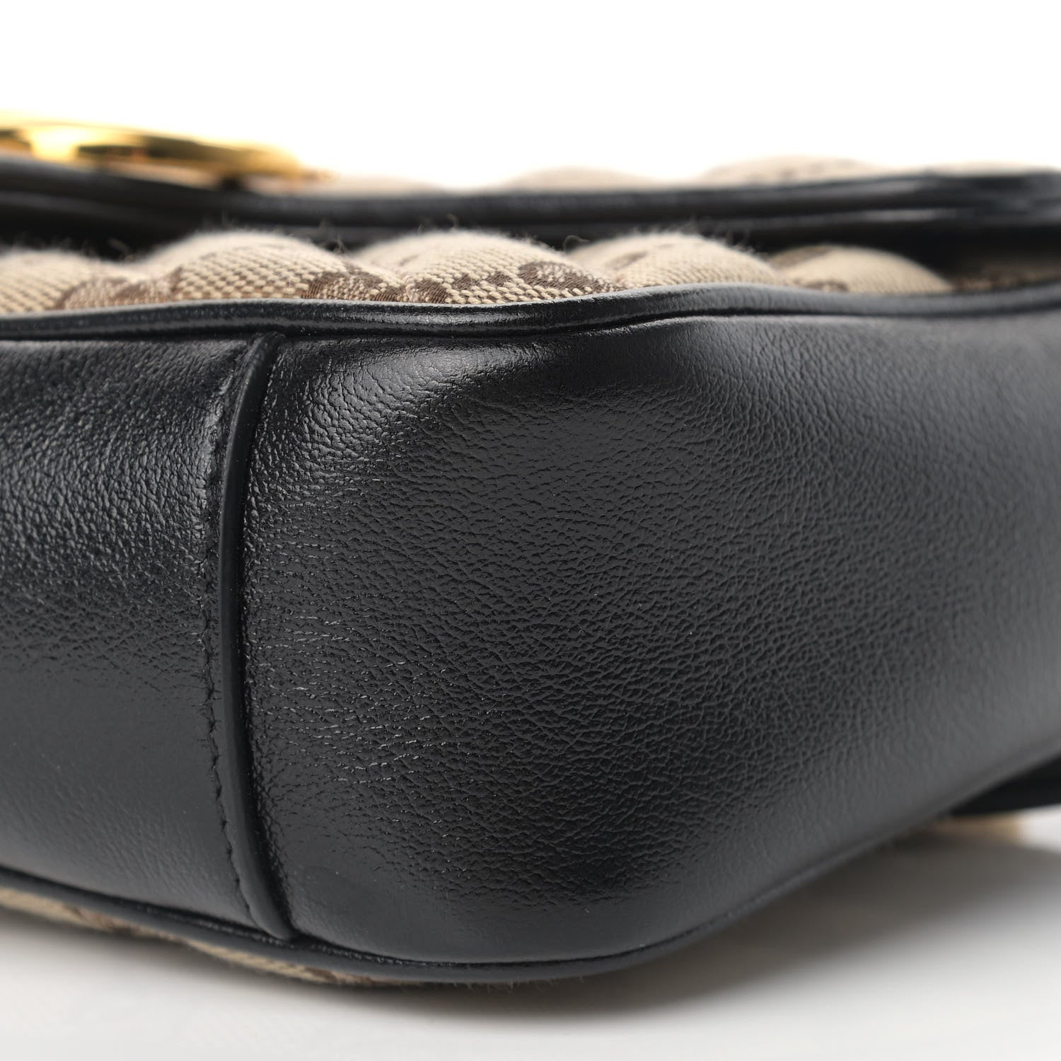 Gucci Monogram Matelasse Diagonal Mini GG Marmont Shoulder Bag Beige Black 9 of 10