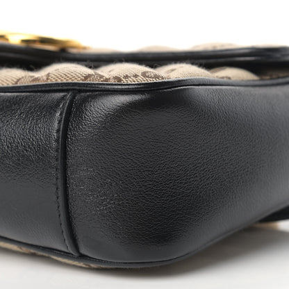 Gucci Monogram Matelasse Diagonal Mini GG Marmont Shoulder Bag Beige Black 9 of 10