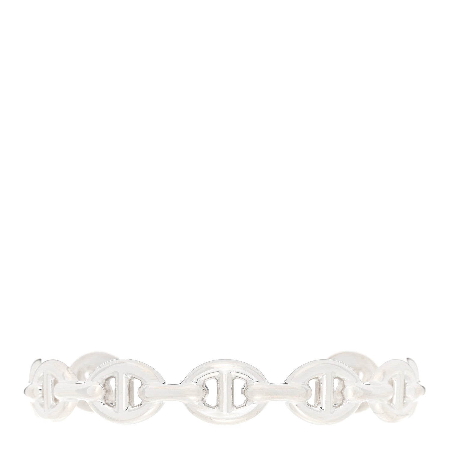 Hermes Sterling Silver MM Chaine d'Ancre Enchainee Cuff Bracelet SH 1 of 4