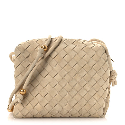 Bottega Veneta Suede Intrecciato Small Loop Camera Bag Sand 1 of 12