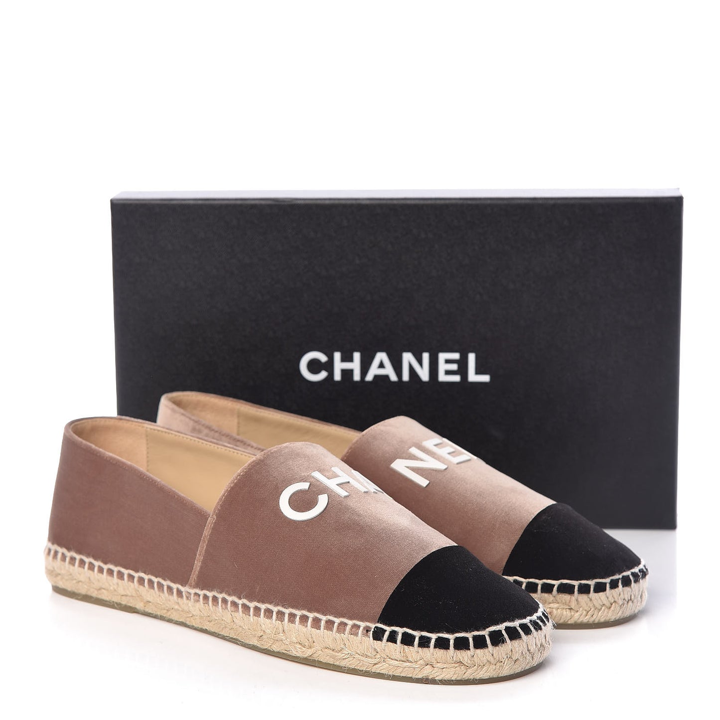 Velvet Logo Espadrilles 41 Beige Black