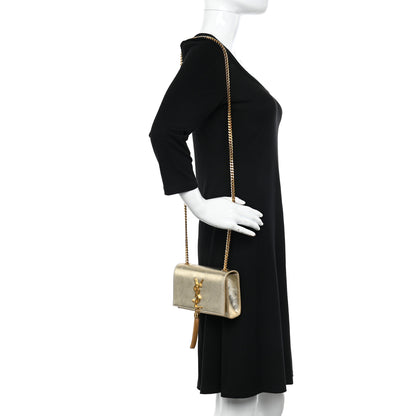 Saint Laurent SAINT LAURENT Calfskin Small Classic Monogram Kate Tassel Satchel Gold 2 of 10