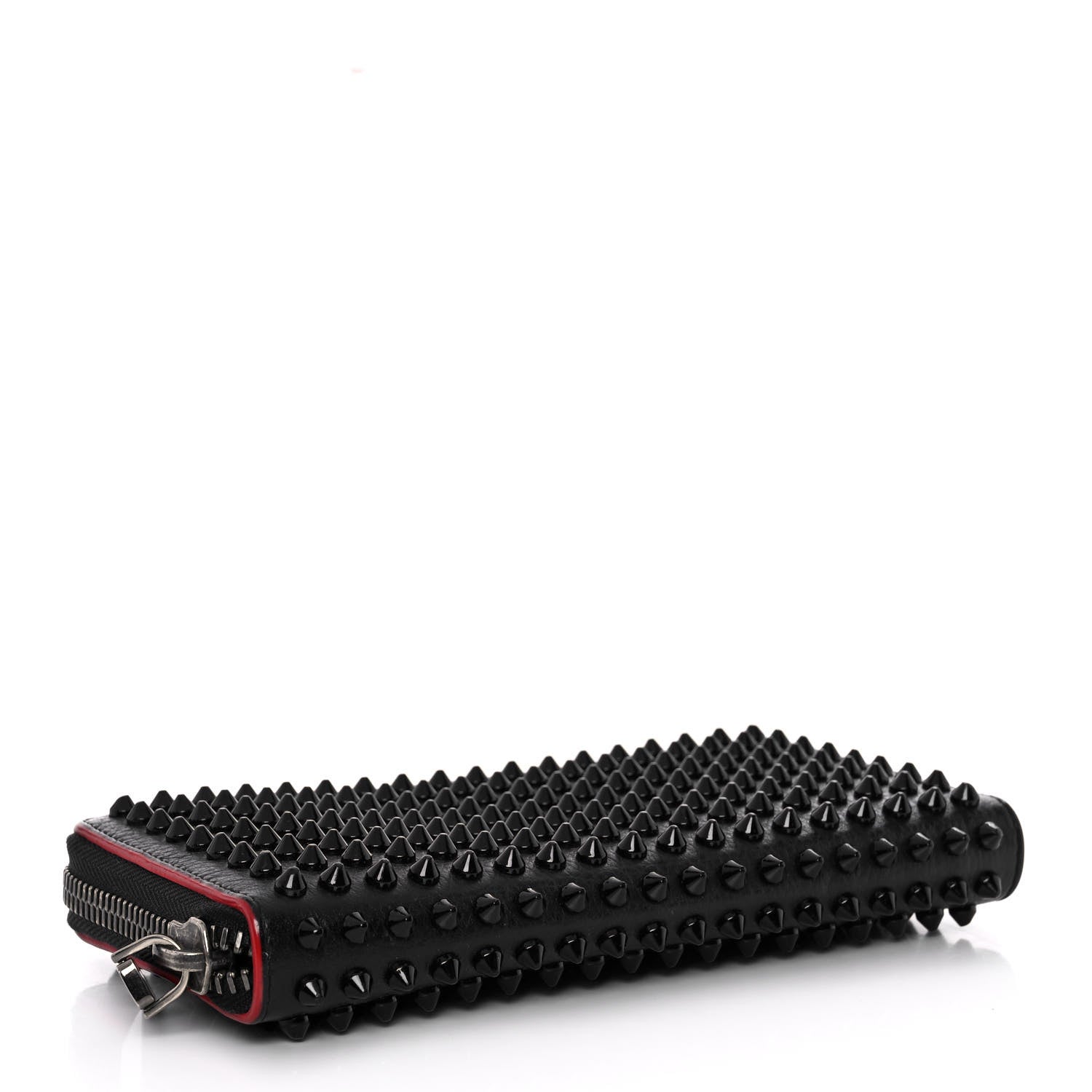 Christian Louboutin Calfskin Panettone Spiked Zip Around Wallet Black 4 of 13