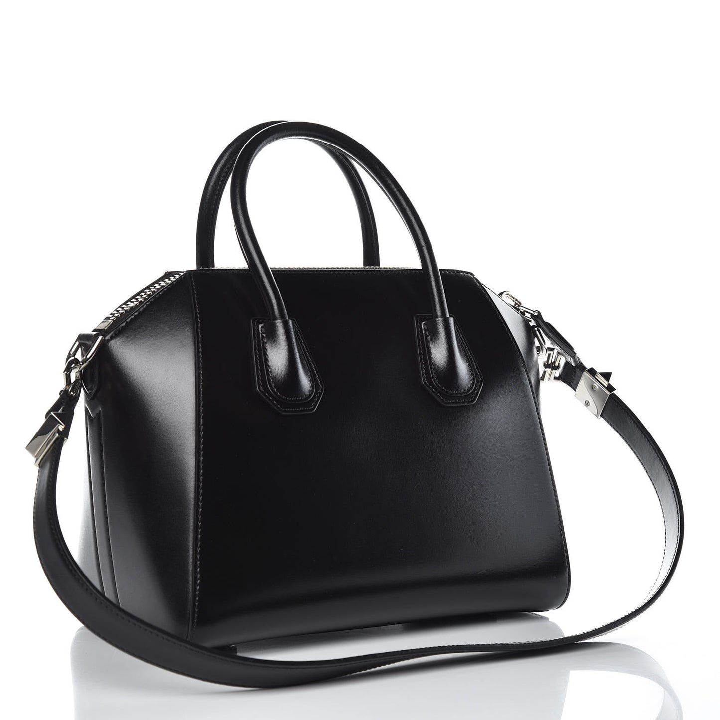 Shiny Lord Calfskin Small Antigona Black