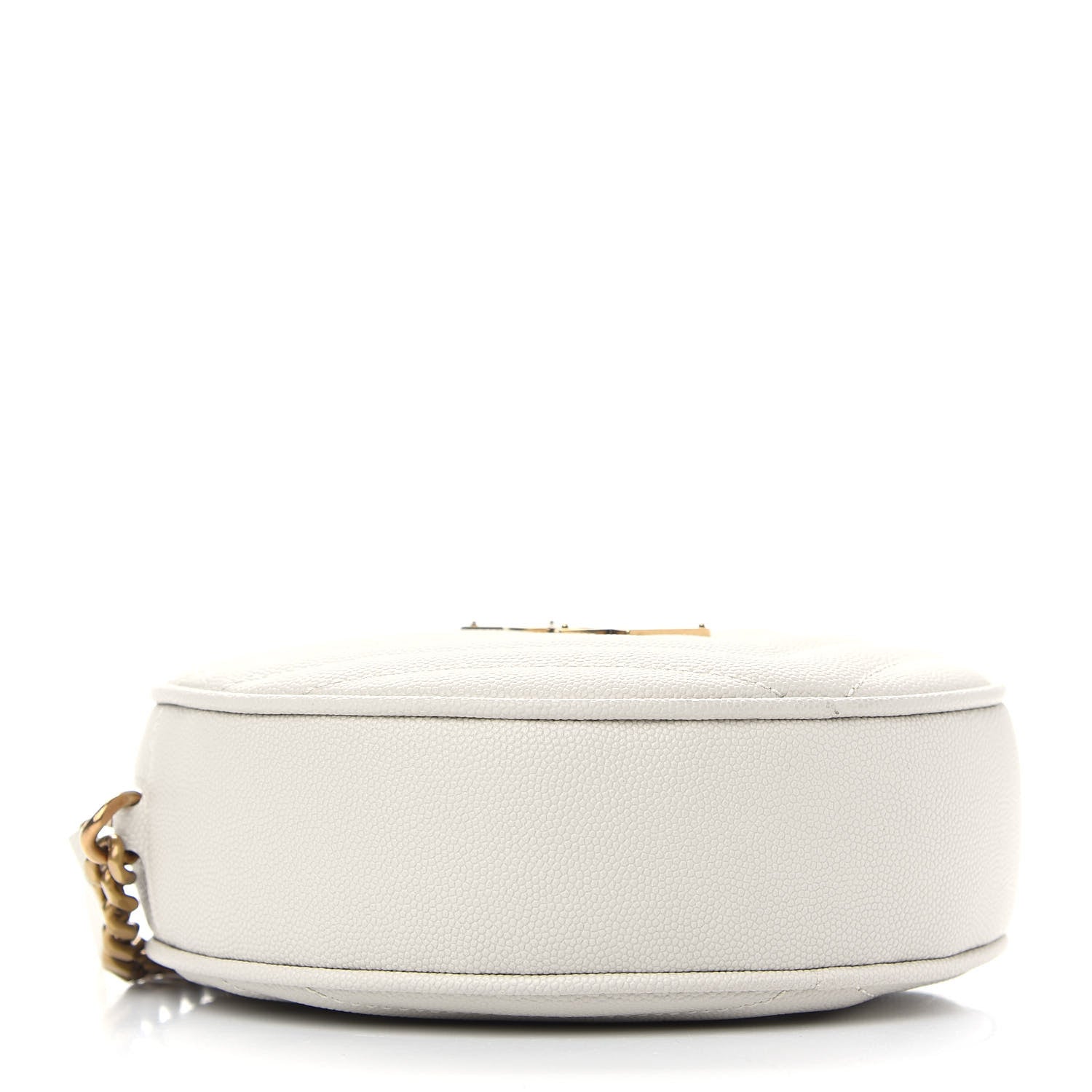 Saint Laurent Grain De Poudre Matelasse Chevron Quilted Round Vinyle Camera Bag Crema Soft 4 of 8