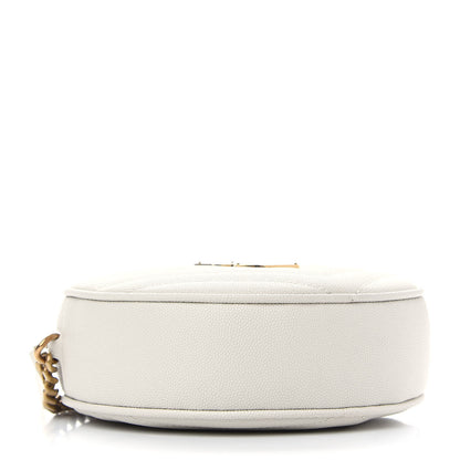 Saint Laurent Grain De Poudre Matelasse Chevron Quilted Round Vinyle Camera Bag Crema Soft 4 of 8