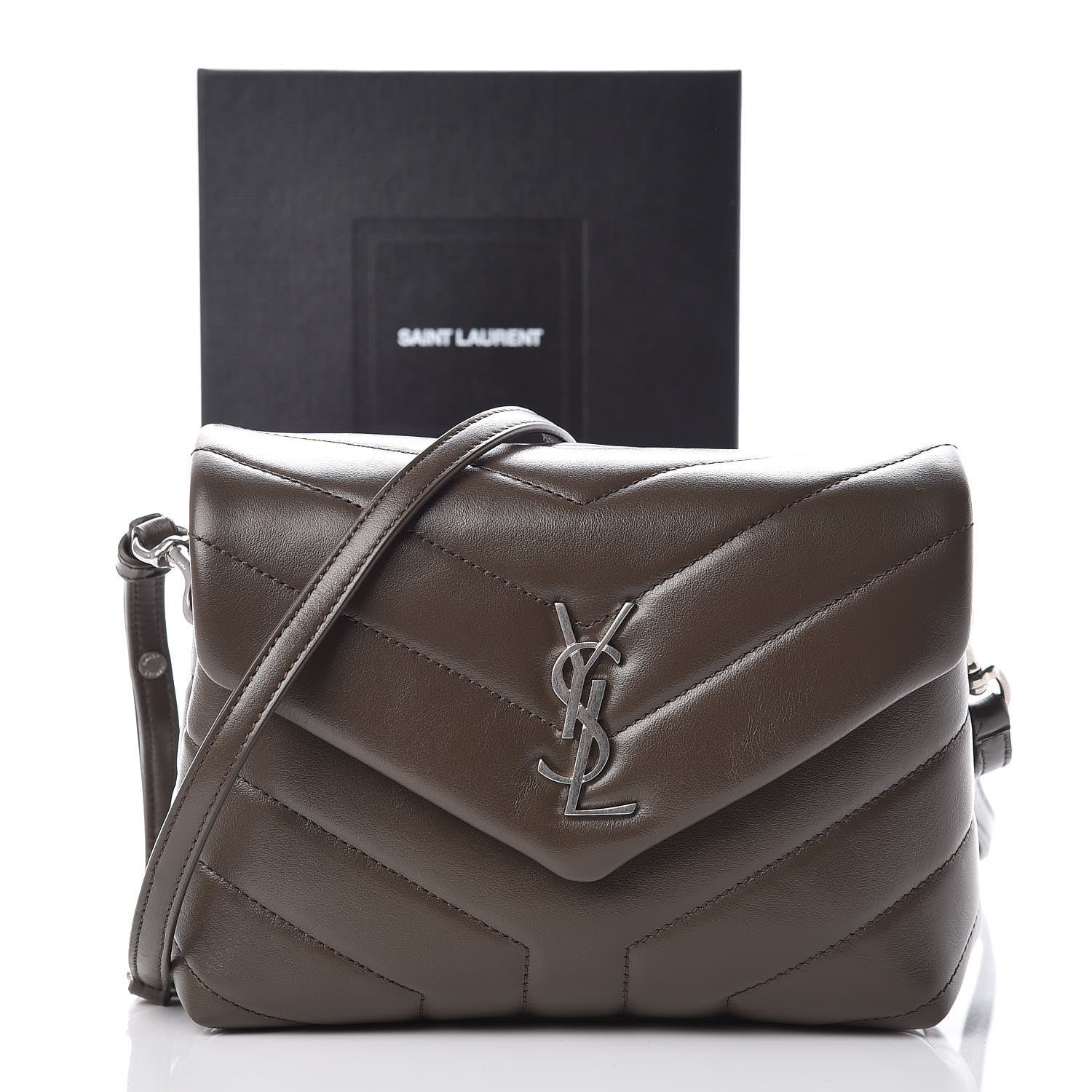 Saint Laurent Calfskin Y Quilted Monogram Toy Loulou Crossbody Bag Faggio 10 of 12