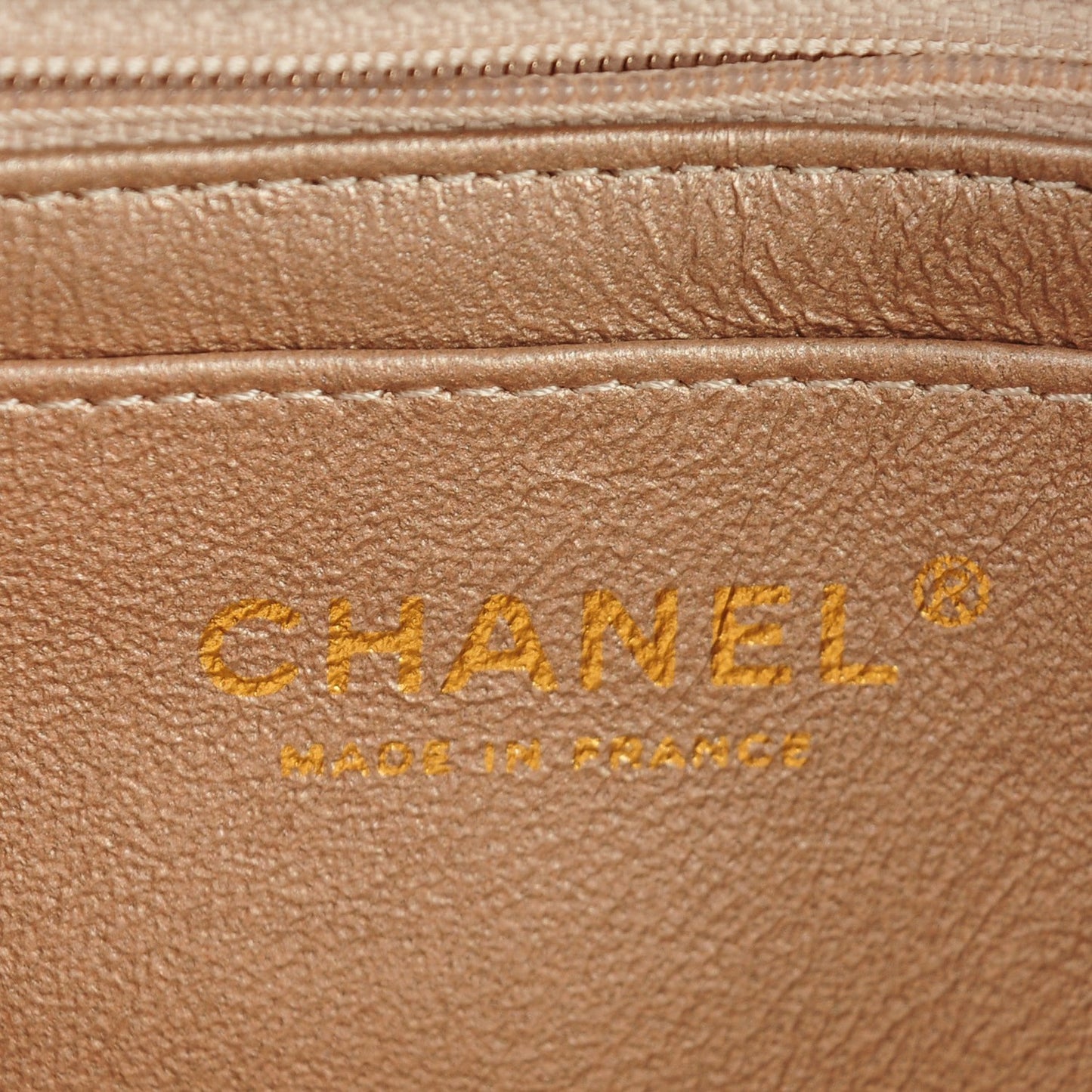 Metallic Lambskin Perforated Mini Rectangular Flap Light Gold