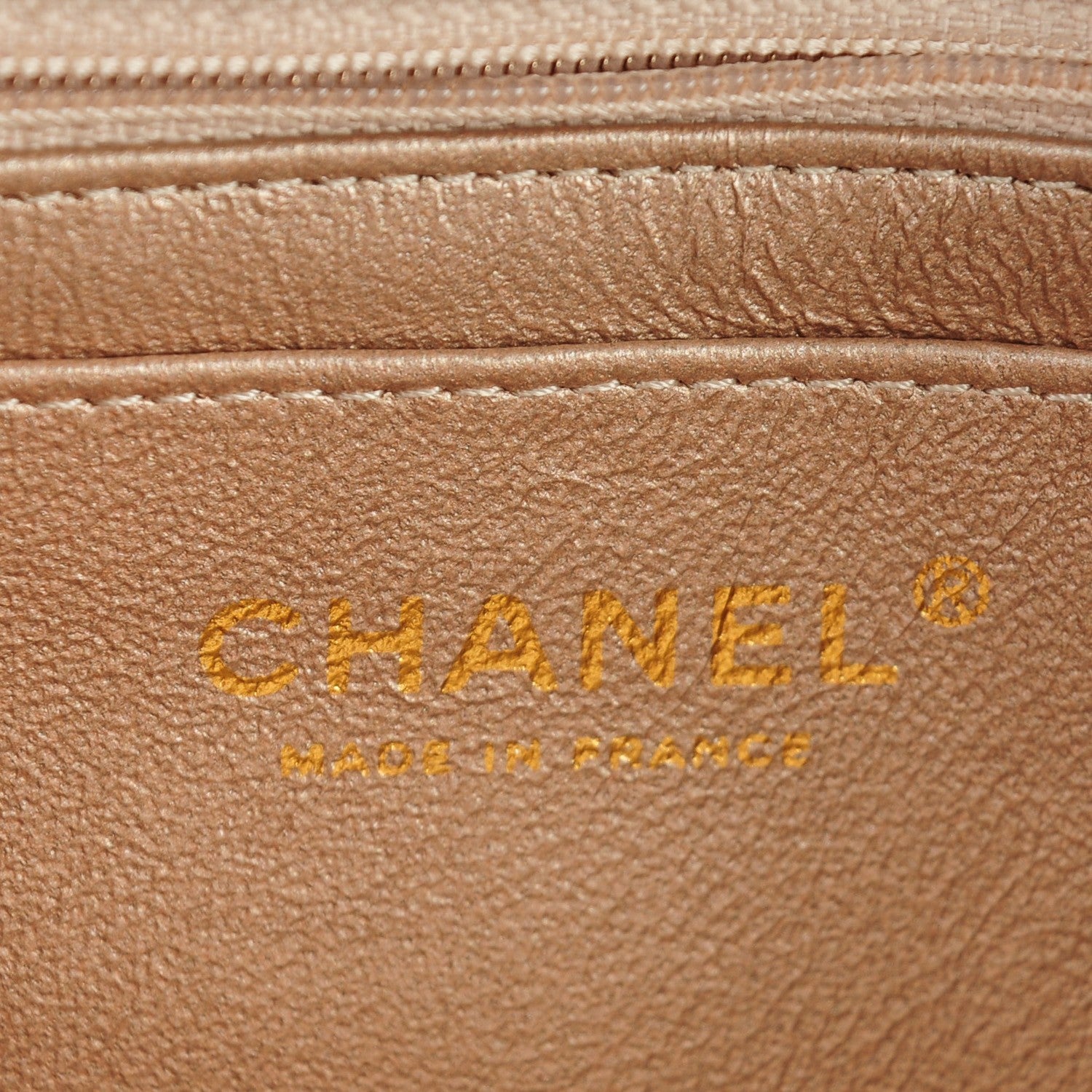 Chanel Metallic Lambskin Perforated Mini Rectangular Flap Light Gold 7 of 8