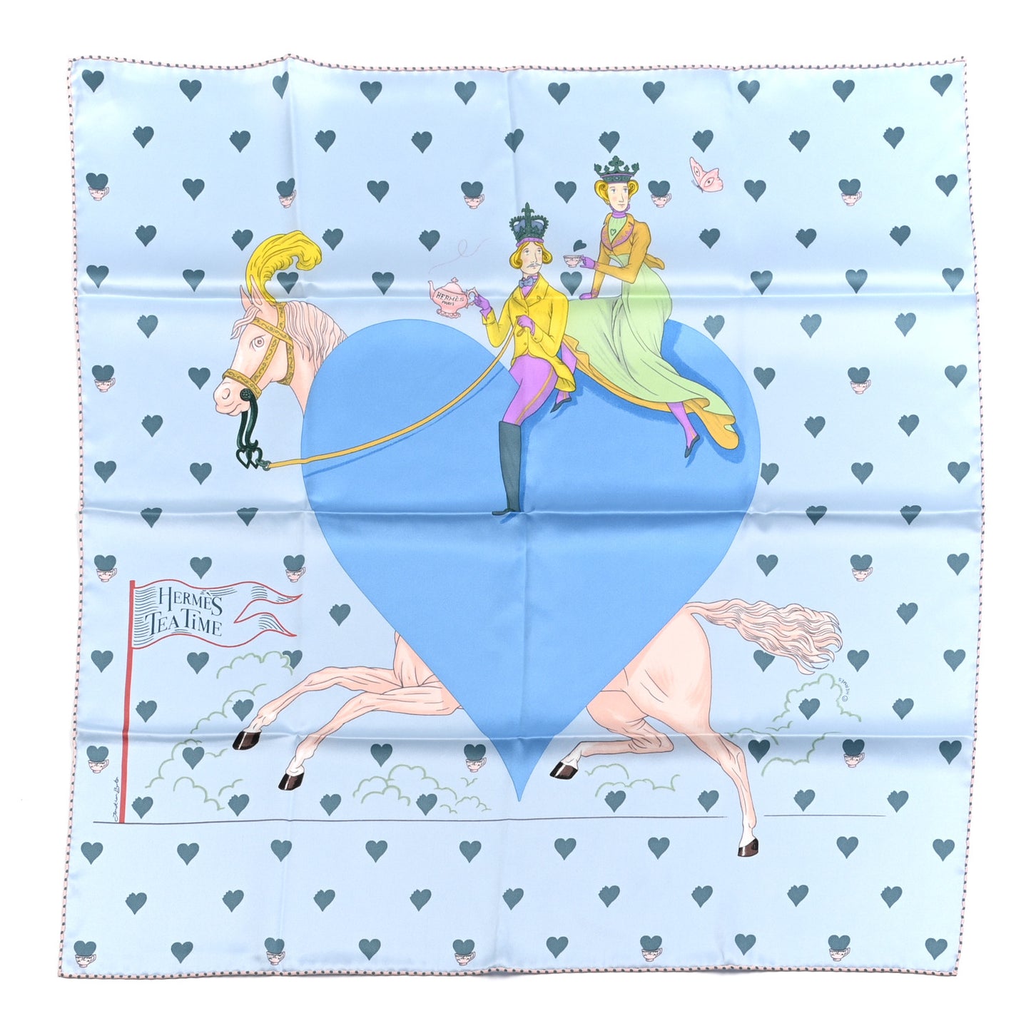 Silk Tea Time Scarf 70 Bleu Ciel Bleu Azur