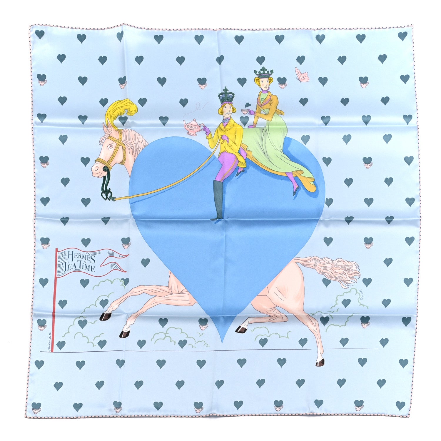 Hermes Silk Tea Time Scarf 70 Bleu Ciel Bleu Azur 1 of 6