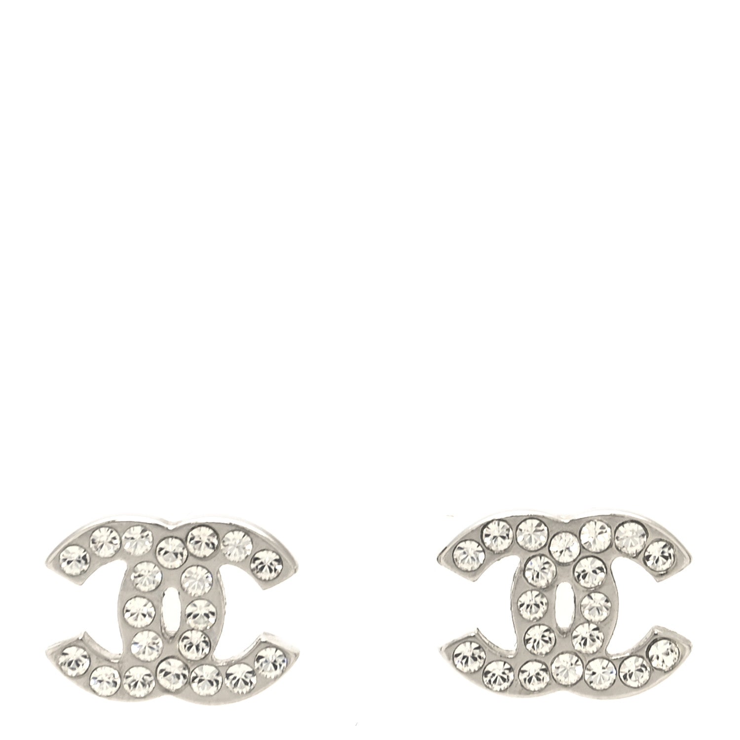 Chanel Crystal CC Earrings Silver 1 of 5