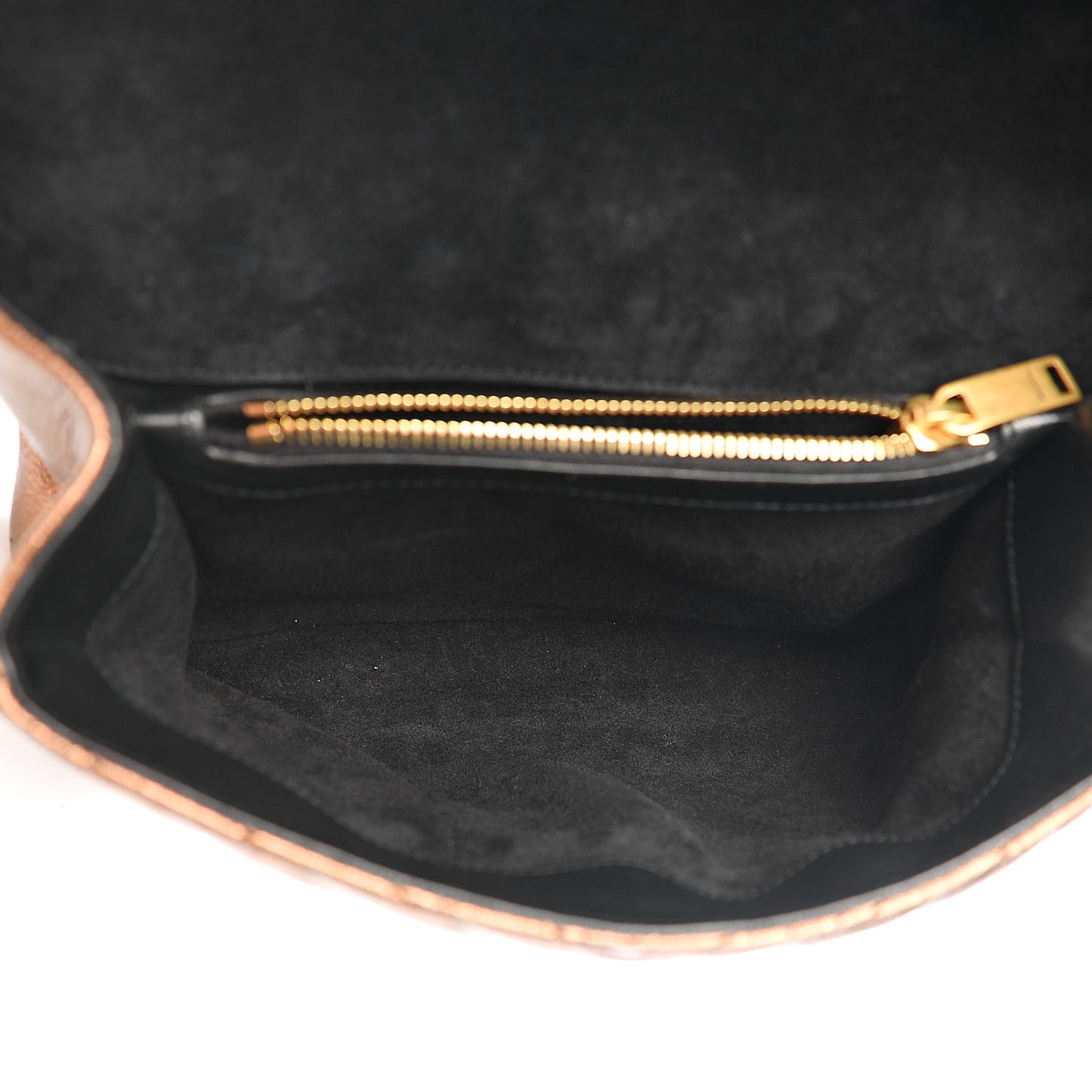 Metallic Calfskin Matelasse Chevron Monogram Medium College Bag Bronze