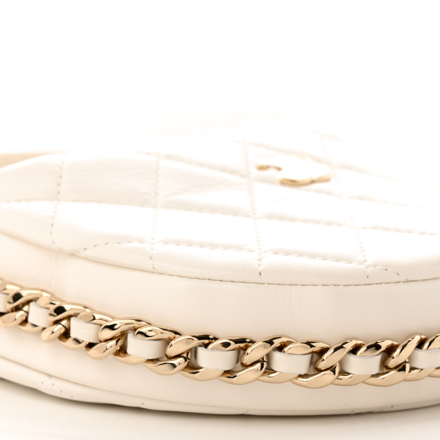 Chanel Lambskin Quilted Chain Around Pouch White 9 of 10