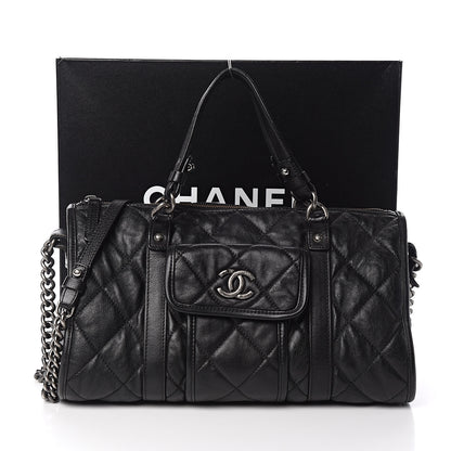 Chanel Calfskin Quilted Small Casual Riviera Bowling Bag Black 12 of 12