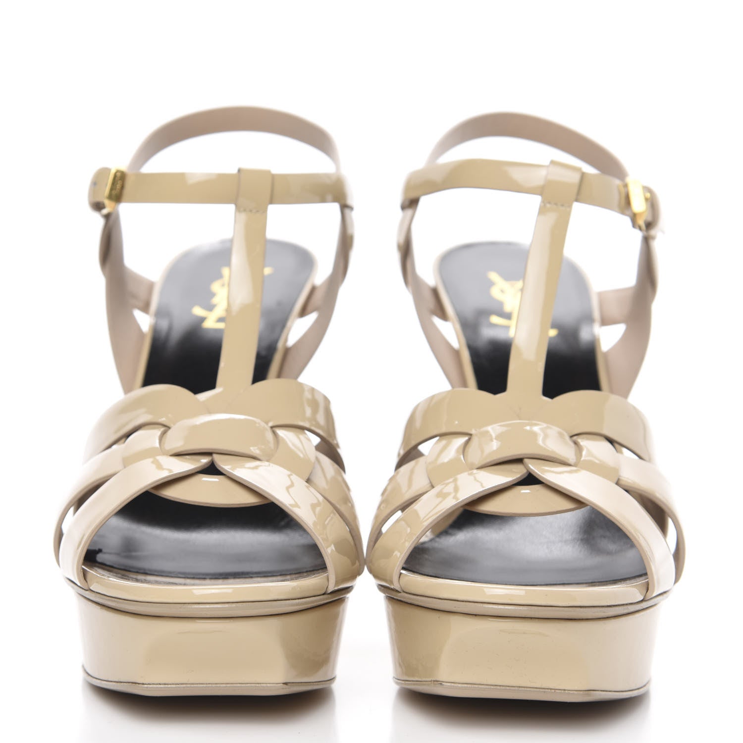 Saint Laurent Patent Tribute 75 Platform Sandals 41.5 Nude Powder 2 of 9