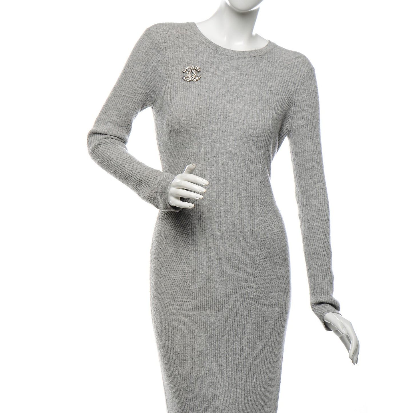 Crystal Large CC Brooch Silver