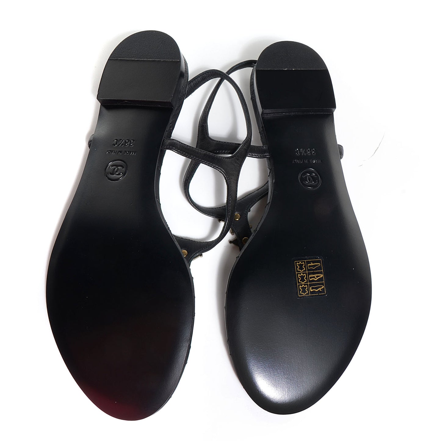 Calfskin Quilted Star CC Thong Sandals Black 38.5