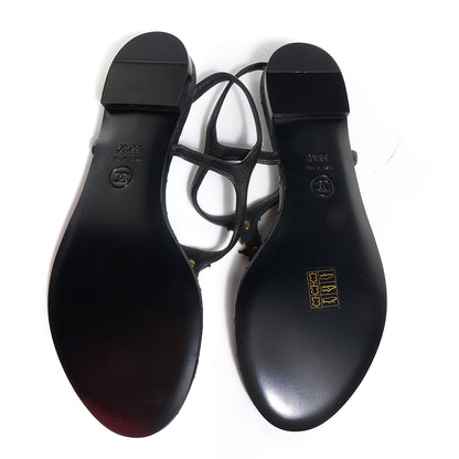 Chanel Calfskin Quilted Star CC Thong Sandals Black 38.5 6 of 7