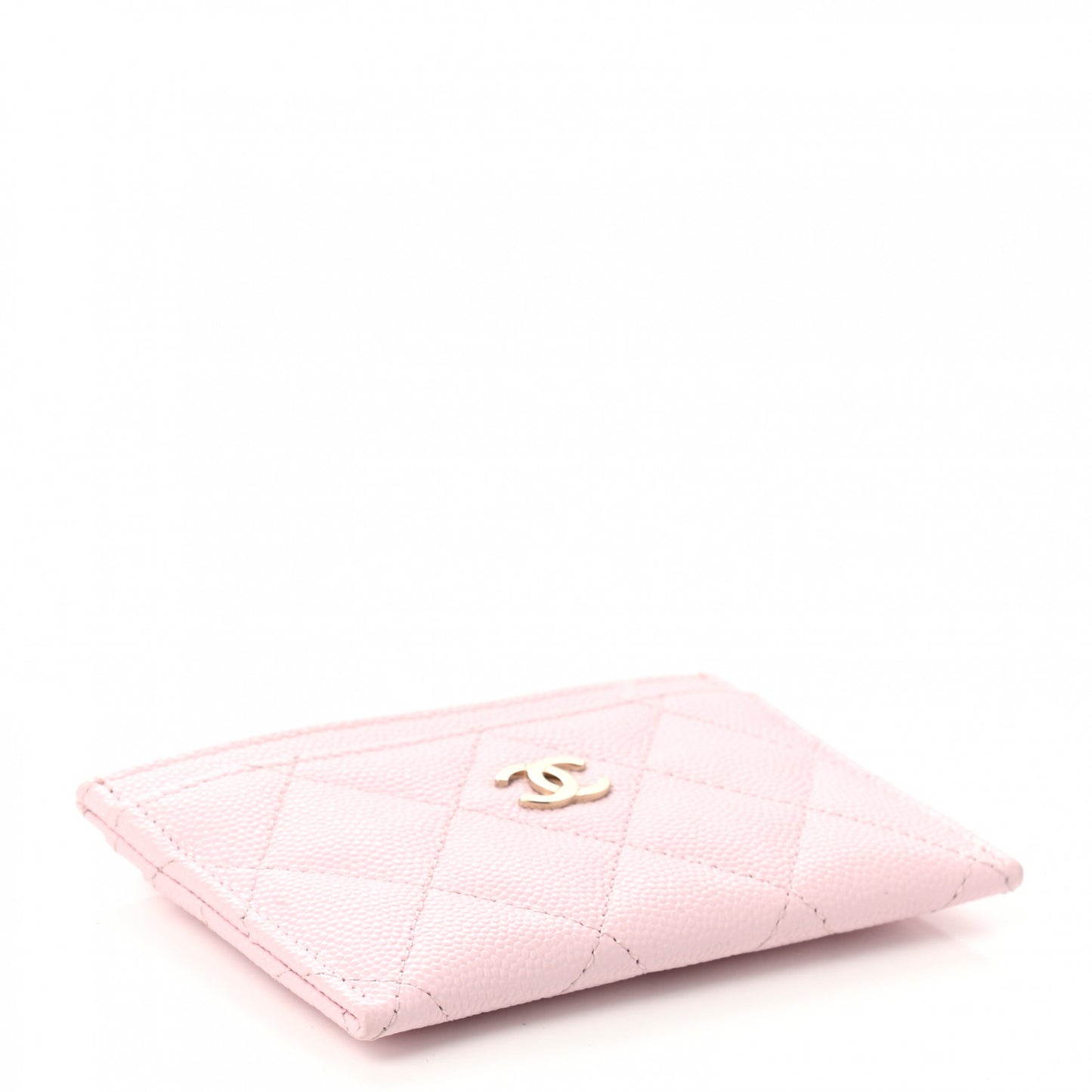 Caviar Quilted Card Holder Light Pink