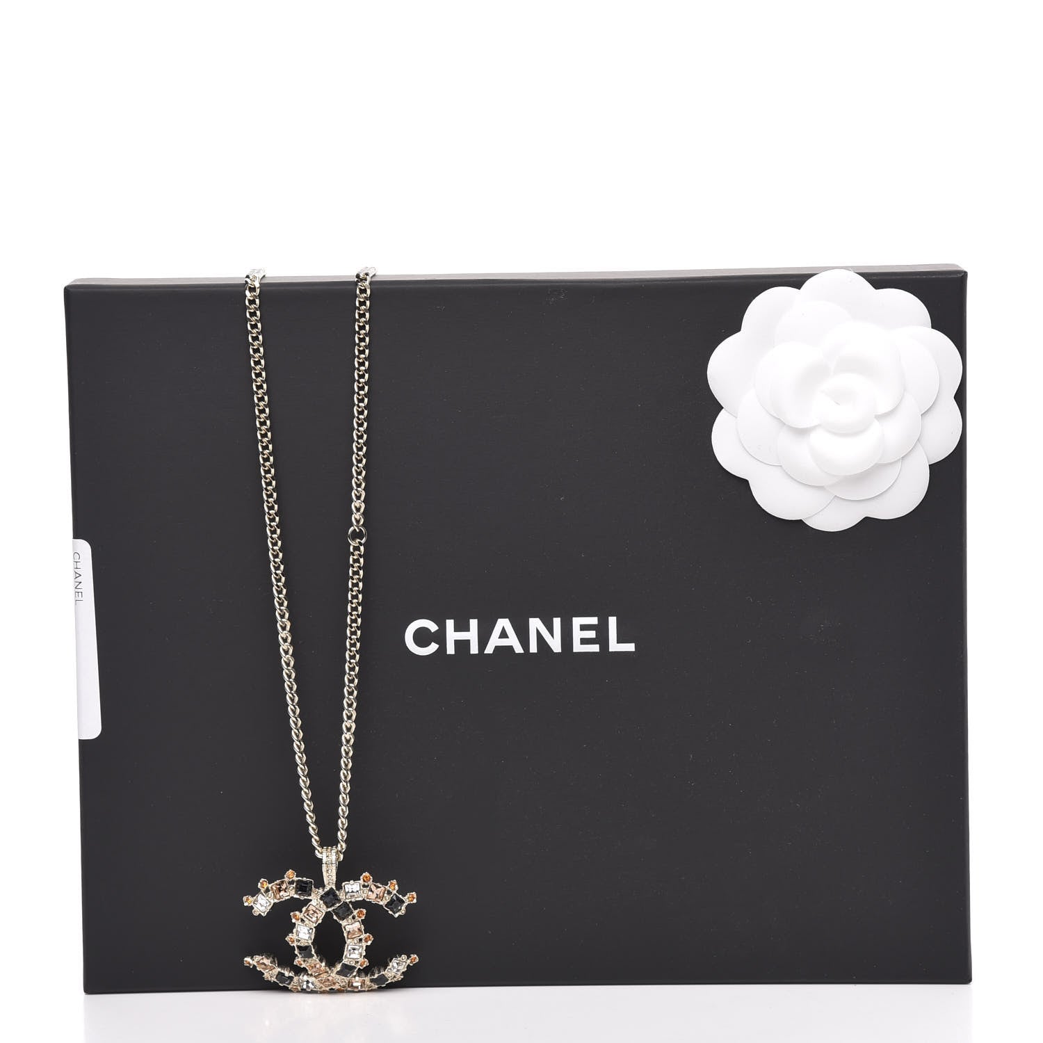 Chanel Crystal Baguette Large CC Pendant Necklace Gold Multicolor 6 of 6