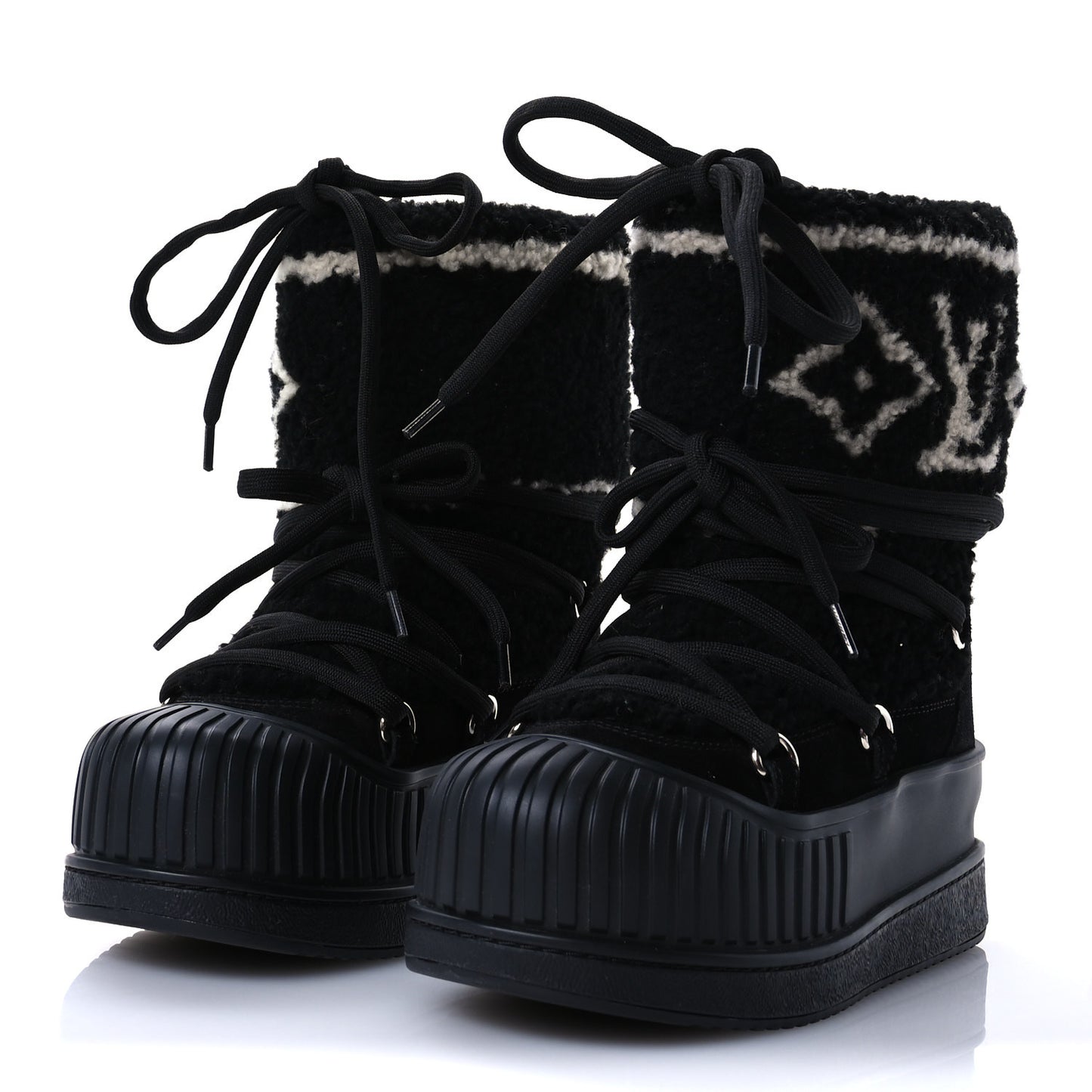 Suede Shearling Polar Flat Half Boots 36 Black
