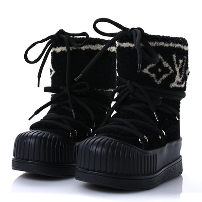 Louis Vuitton Suede Shearling Polar Flat Half Boots 36 Black 4 of 8