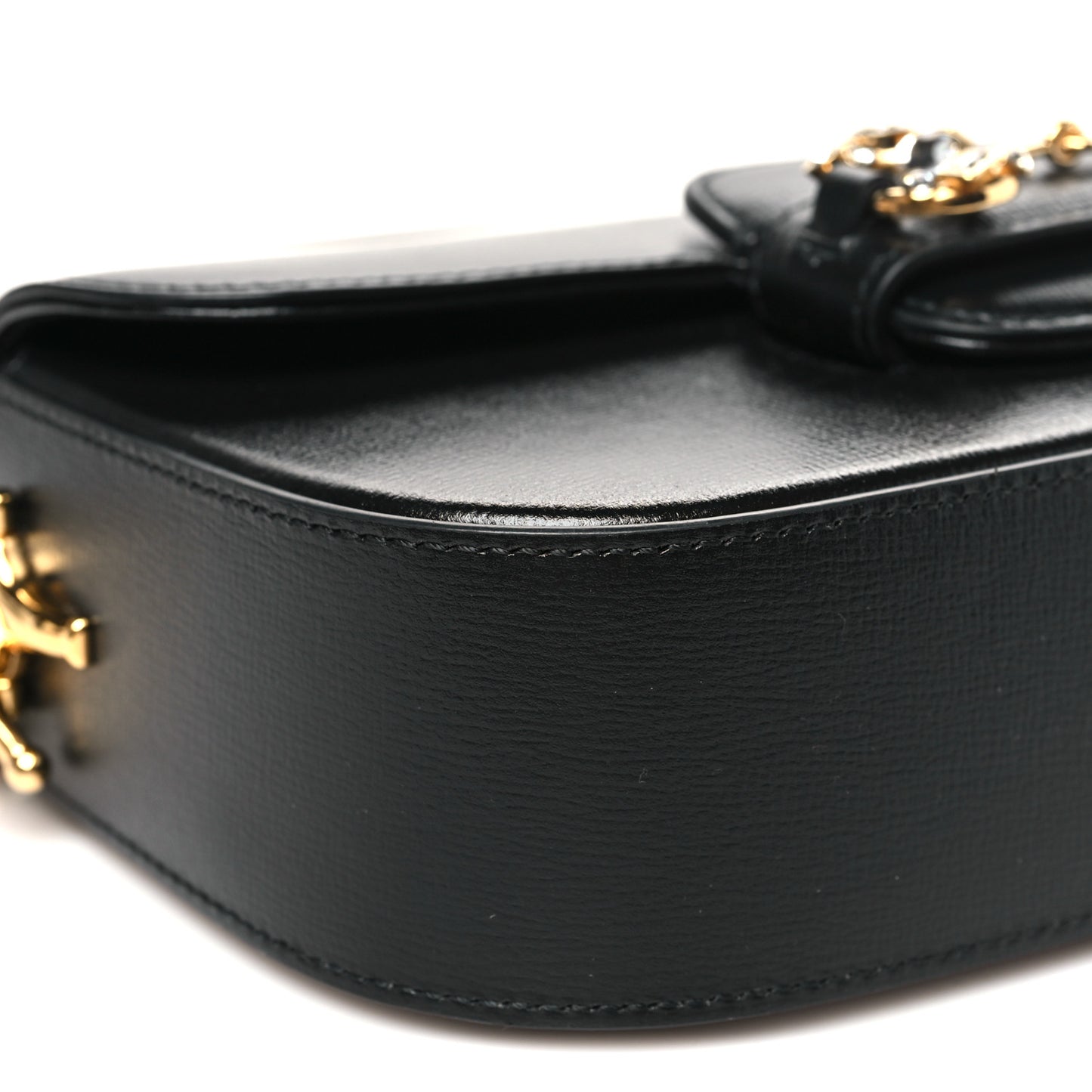 Azalea Calfskin Crystal Small Horsebit 1955 Bag Black