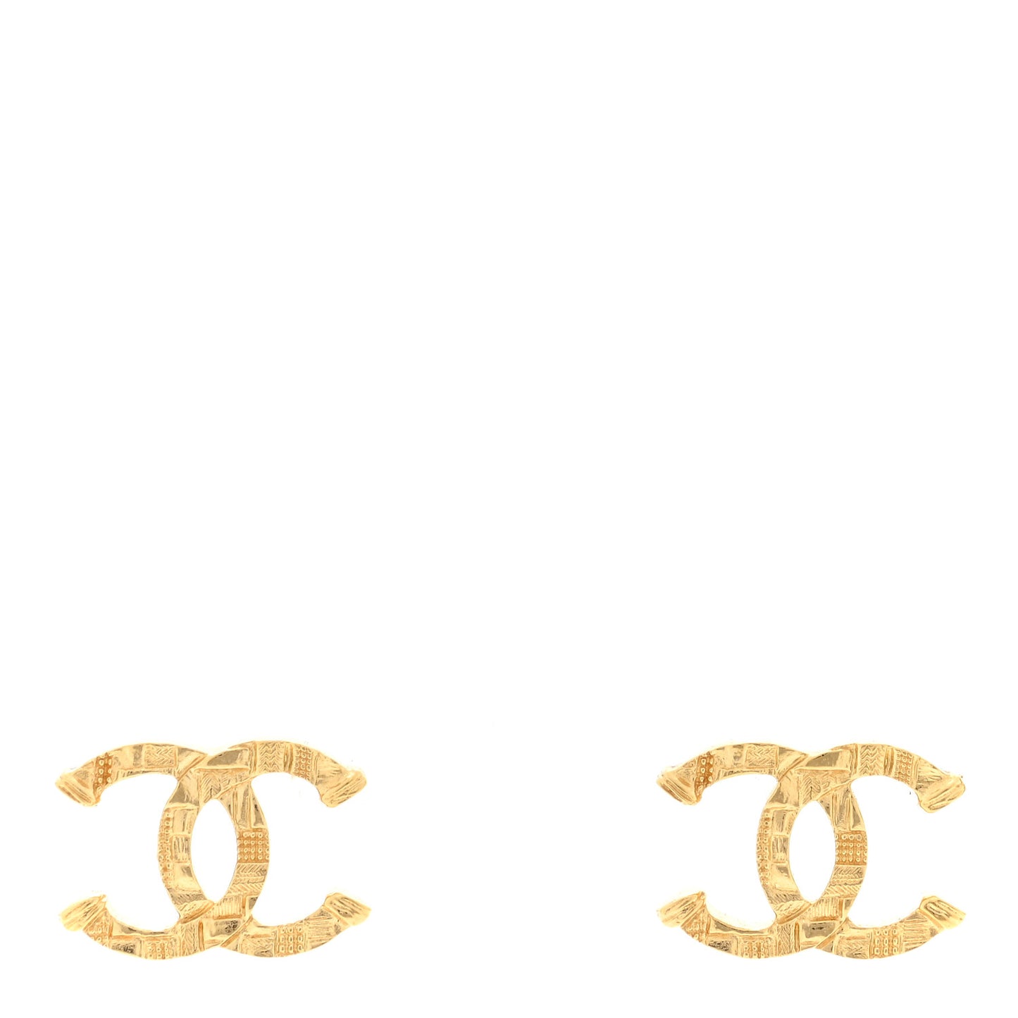 Metal Textured CC Earrings Gold