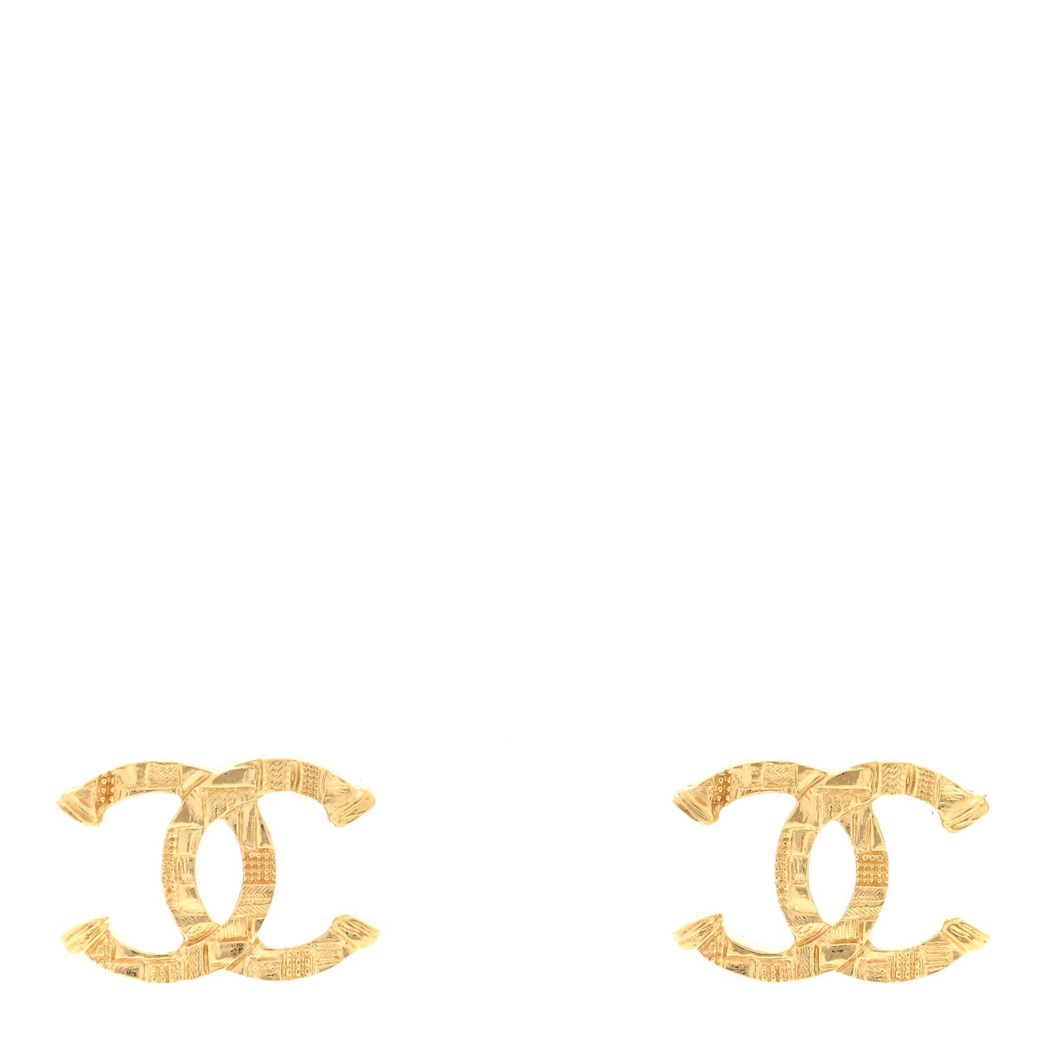 Chanel Metal Textured CC Earrings Gold 1 of 4