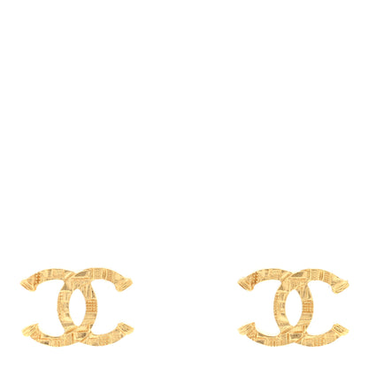 Chanel Metal Textured CC Earrings Gold 1 of 4