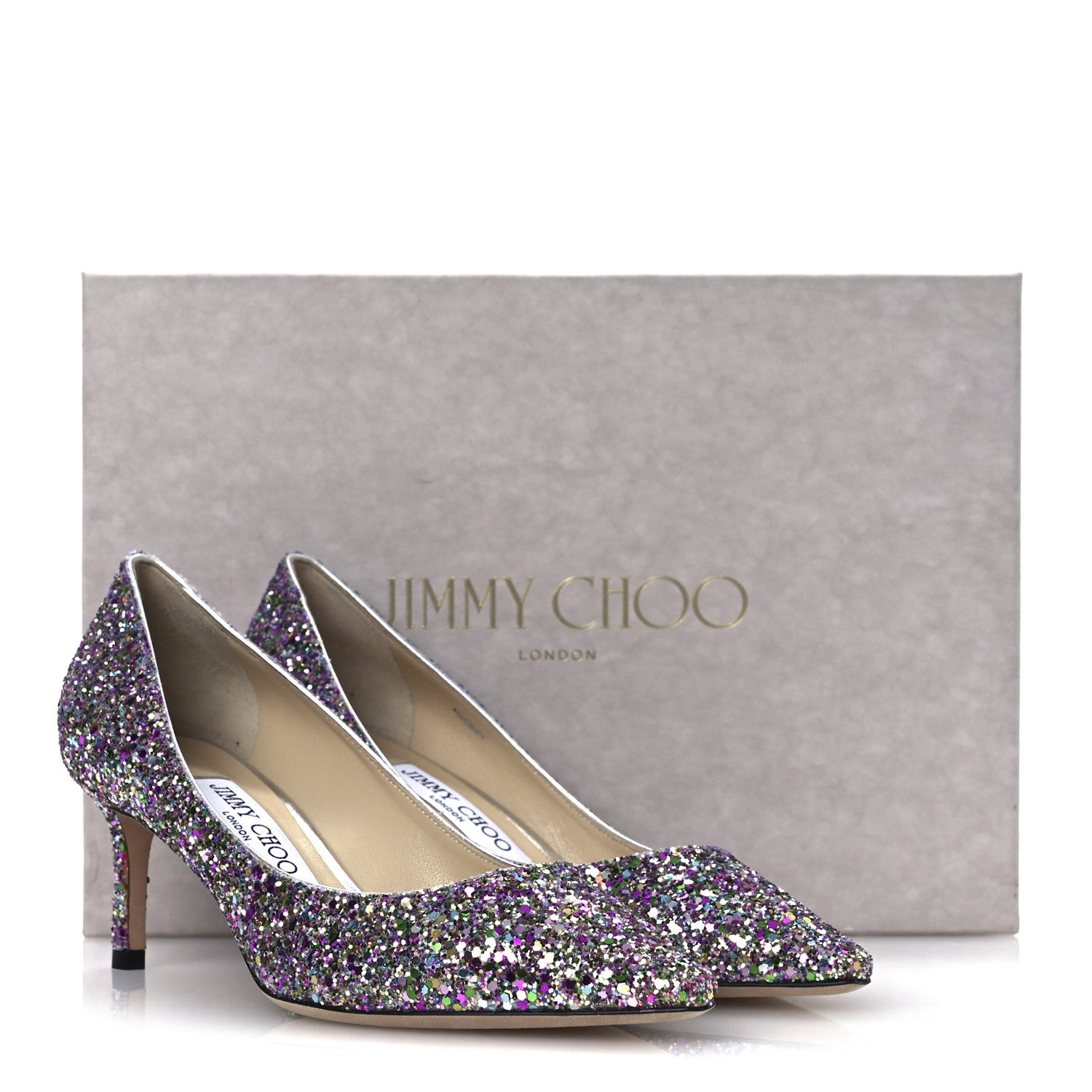 Jimmy Choo Coarse Glitter Fabric Romy 60 Pumps 37 Confetti 10 of 10