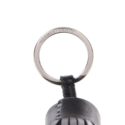 Hermes Lambskin Carmen Tassel Key Holder Black 3 of 4