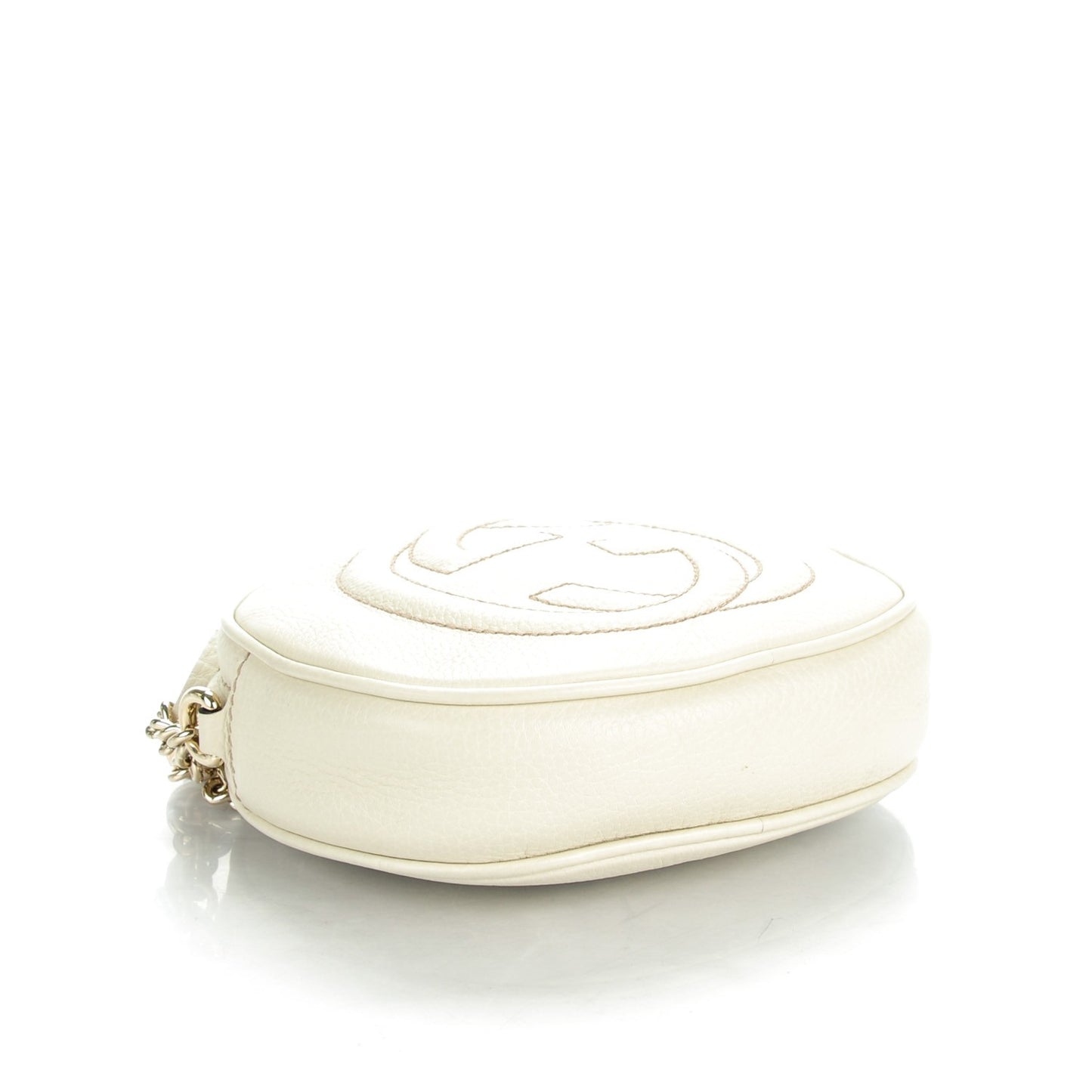 Pebbled Calfskin Mini Soho Chain Bag Off White