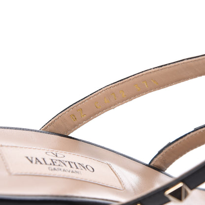 Valentino Garavani Calfskin Rockstud 60mm Caged Slide Sandals 37.5 Black 8 of 9