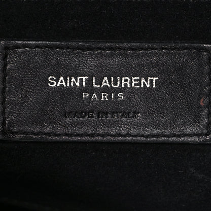 Saint Laurent Calfskin Crocodile Embossed Large Emmanuelle Bucket Bag Black 6 of 13