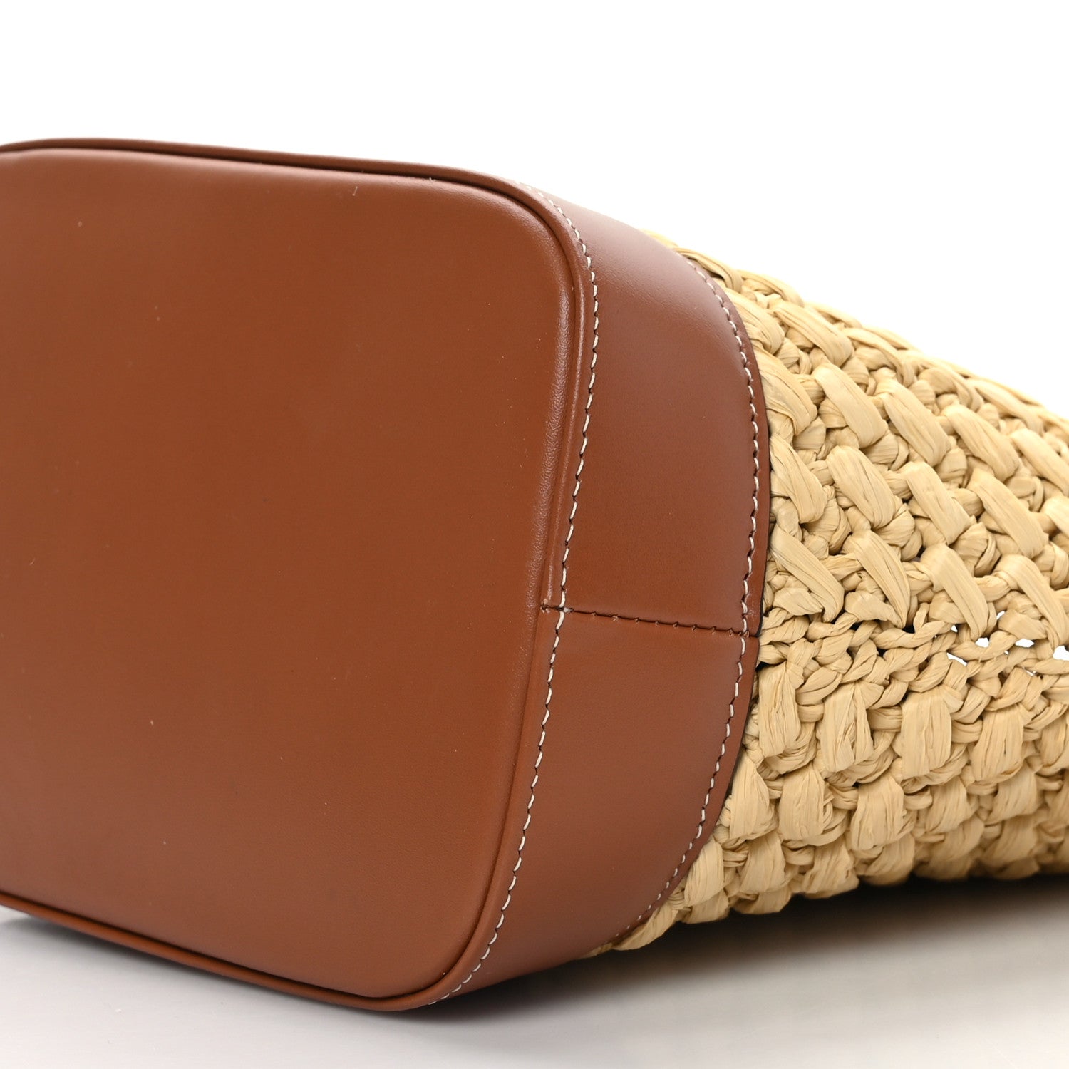 Celine Raffia Calfskin Small Triomphe Bucket Natural Tan 7 of 7