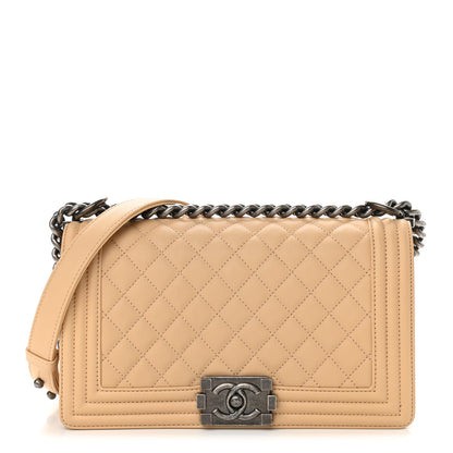 Chanel Calfskin Quilted Medium Boy Flap Beige 1 of 8