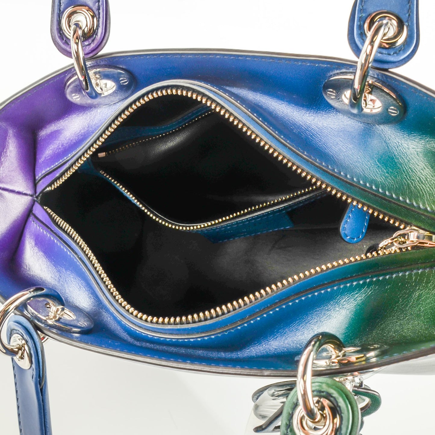 Box Calfskin Gradient Medium Lady Dior Purple Blue Green