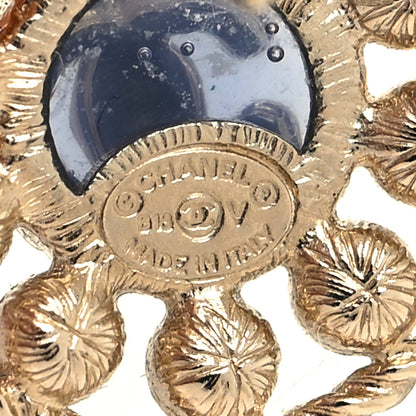 Chanel Crystal CC Round Earrings Blue Light Gold 4 of 4
