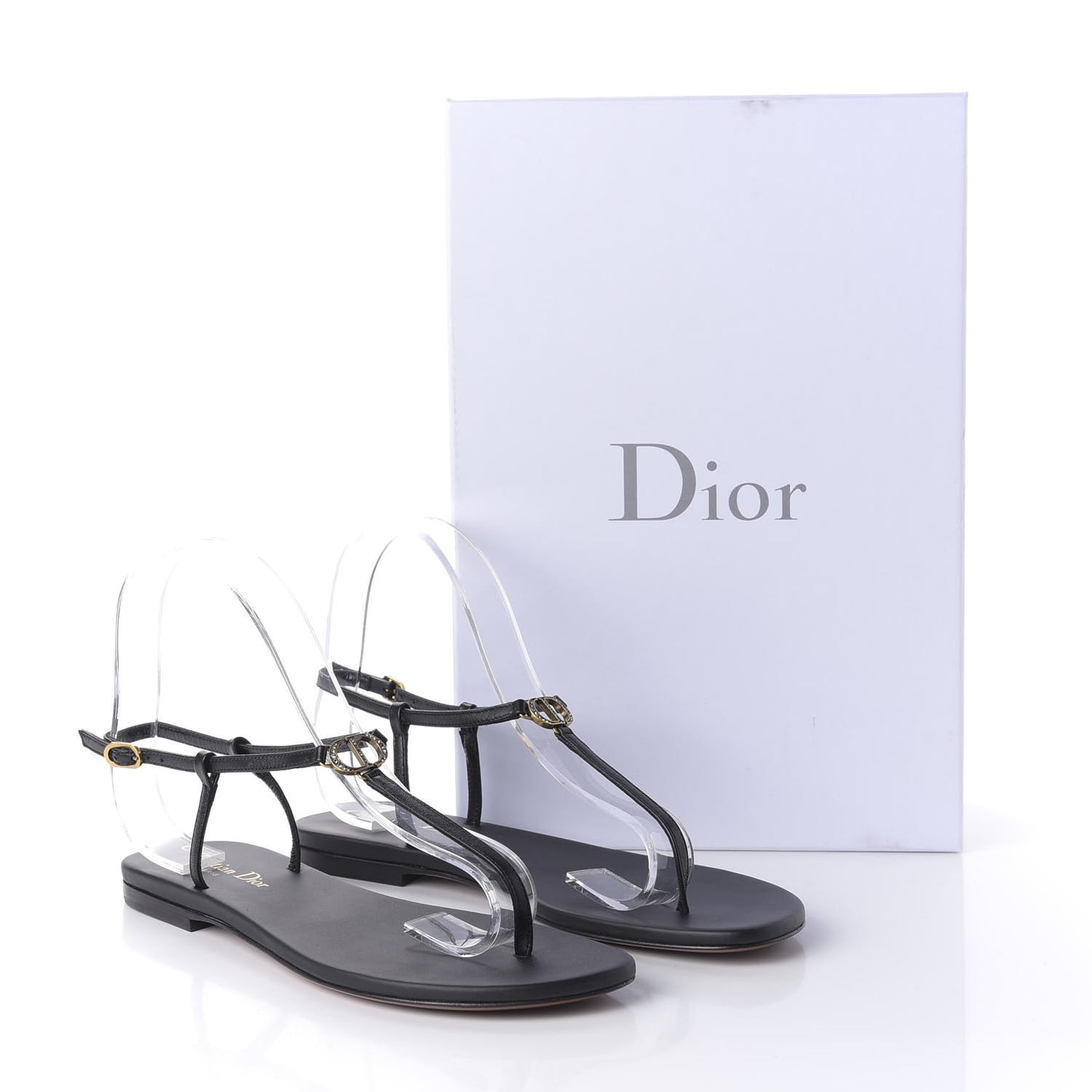 Lambskin Crystal CD Sandal 38 Black