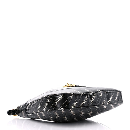 Gucci X BALENCIAGA Calfskin Logo Print Medium Jackie 1961 Hobo Black 4 of 9