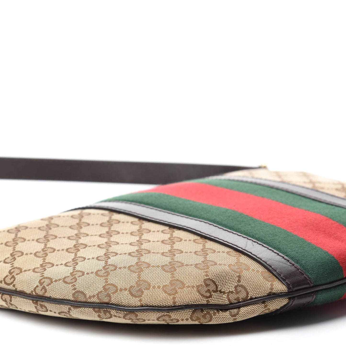 Monogram Vintage Web Medium Half Moon Hobo Dark Brown