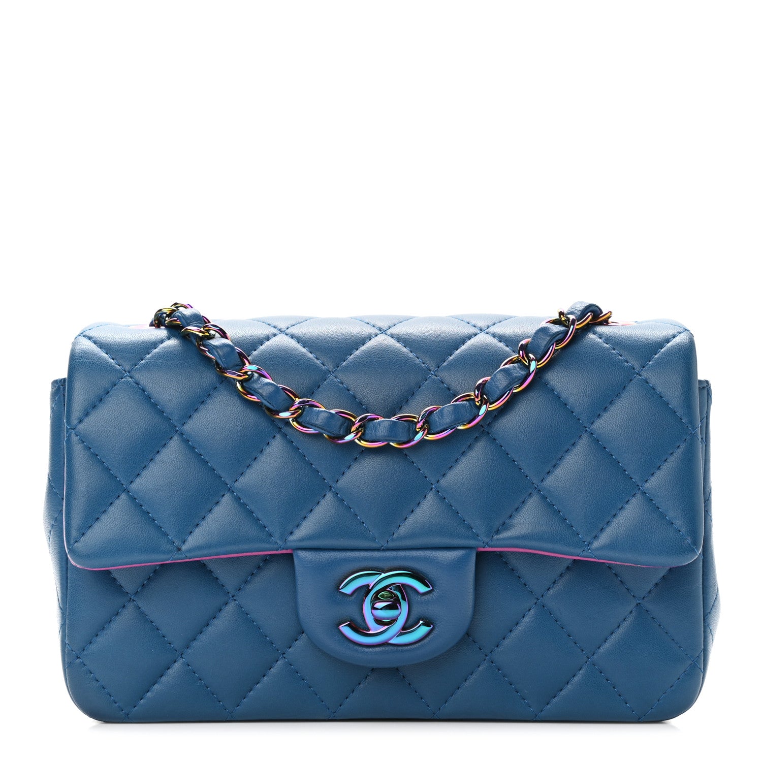 Chanel Lambskin Quilted Mini Rectangular Flap Blue Purple 1 of 11