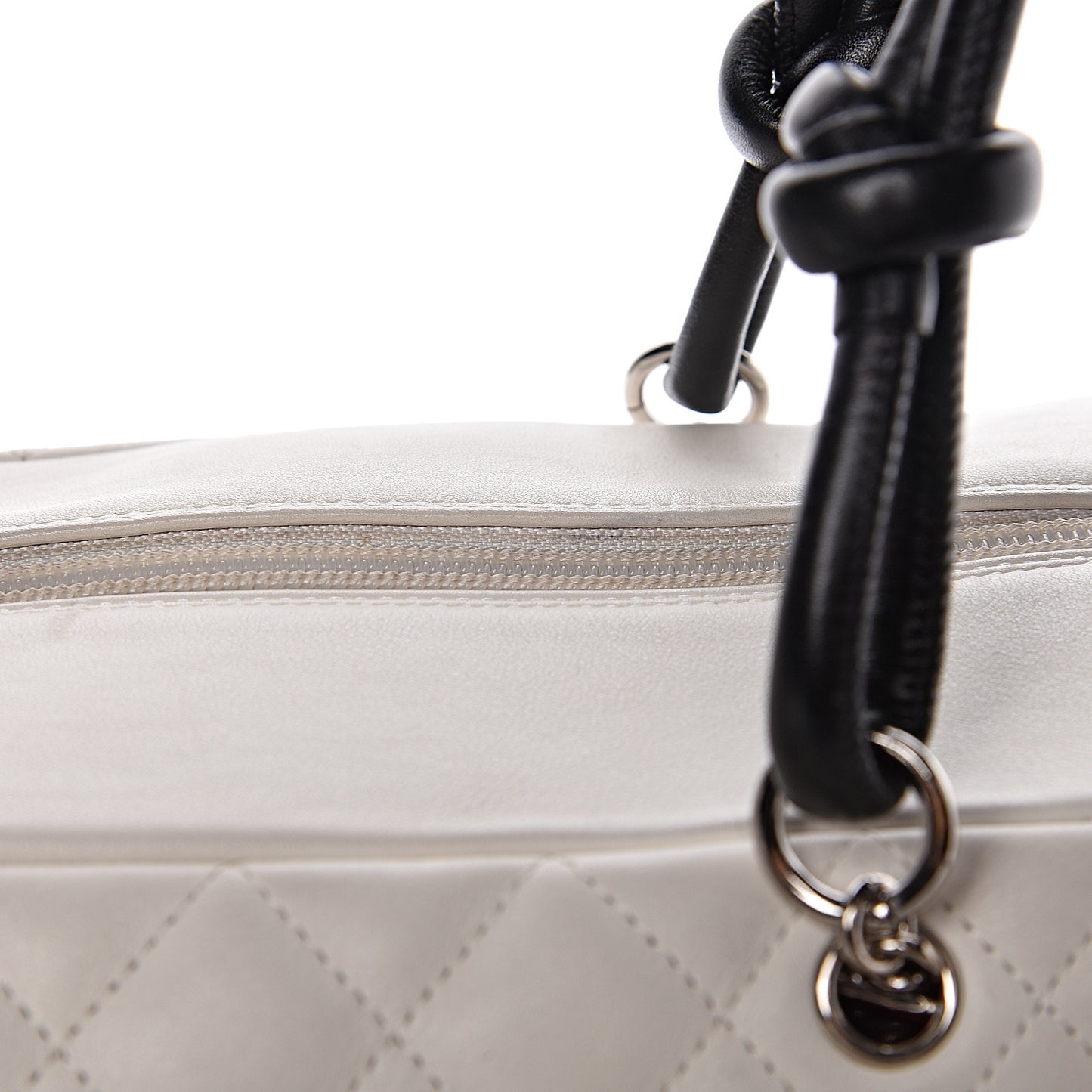 Calfskin Quilted Large Cambon Multipocket Reporter White