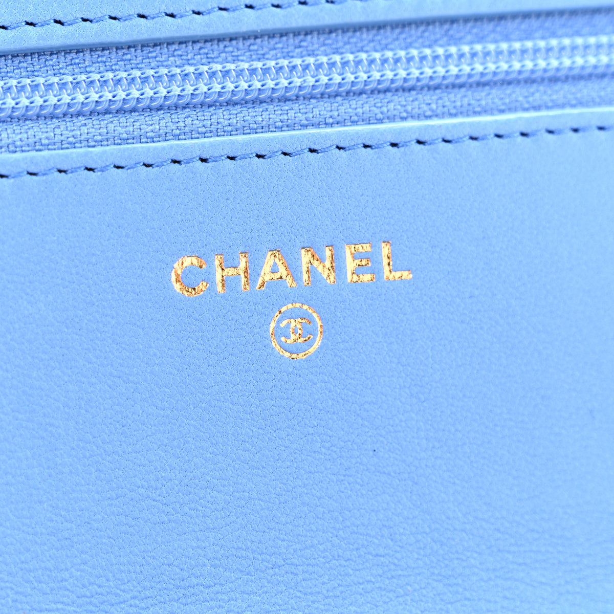 Lambskin Quilted Chanel 19 Wallet On Chain WOC Blue