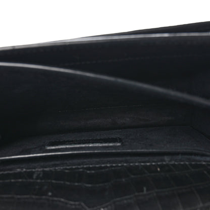 Saint Laurent Calfskin Crocodile Embossed Medium Monogram Sunset Black 5 of 11