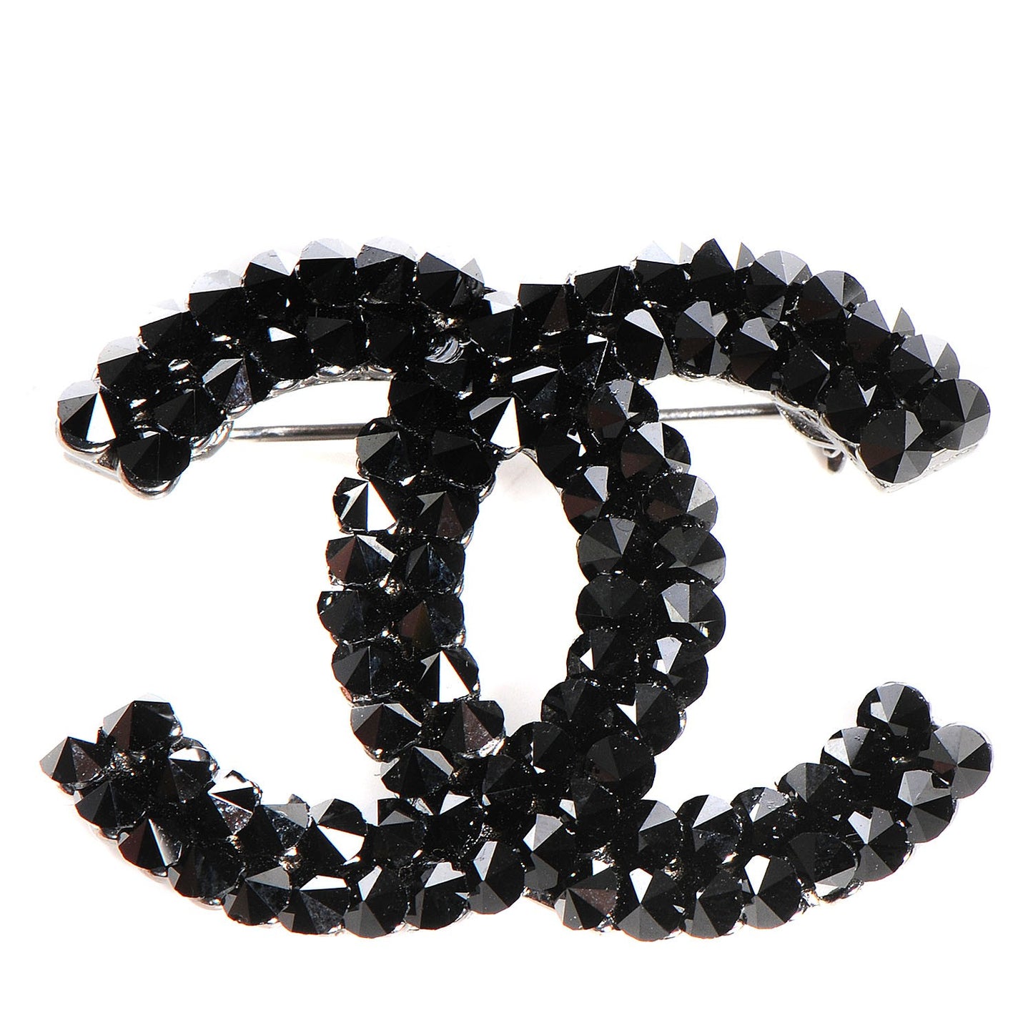 Crystal Spikes CC Brooch Black