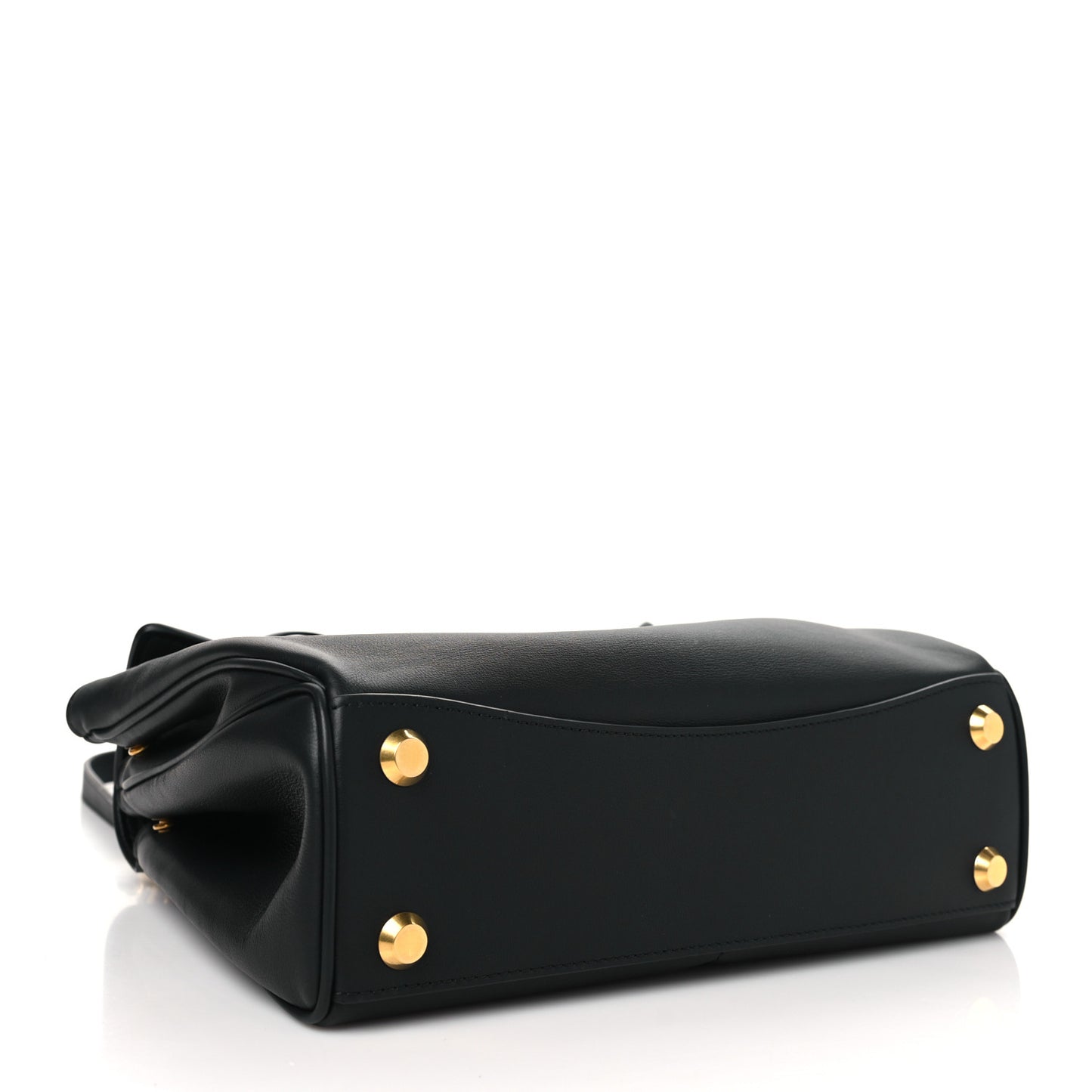 Natural Smooth Calfskin Small Rodeo Top Handle Handbag Black