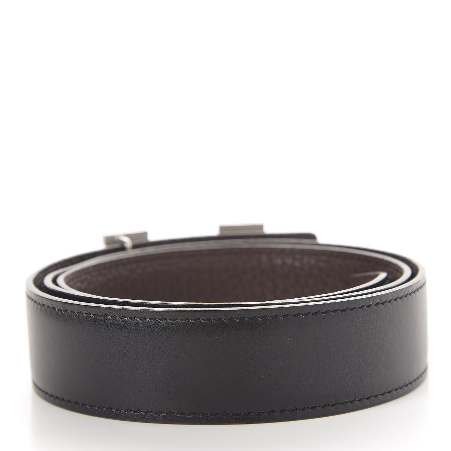 Hermes Box Togo Strie 32mm H Belt 90 Black Chocolate 2 of 6